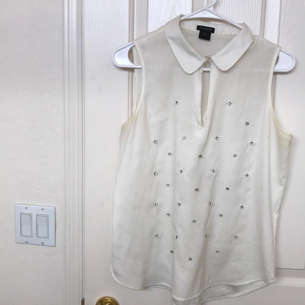 Sleeveless Studded Ann Taylor Factory Blouse